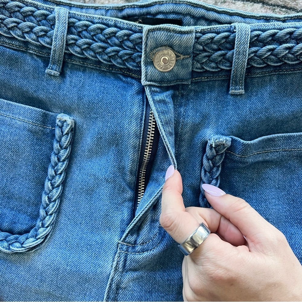 MAJE Braided Denim Jeans- Slightly Flared, Mid Rise- Size 26 - Picture 5 of 12